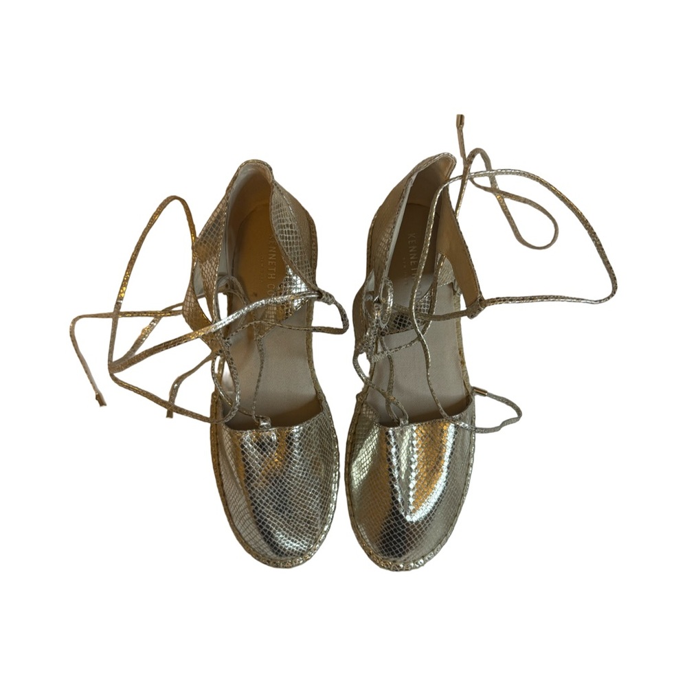 NWOT Kenneth Cole Gold Espadrille Lace-Up Shoes